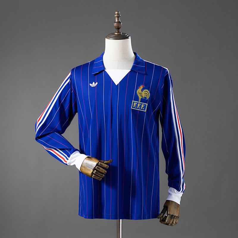 France 80-82 Home Long Sleeve Retro Jersey S-XXL
